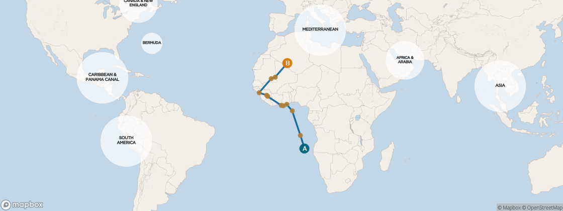 Seven Seas Navigator Voyage NAV260611 itinerary map from Cape Town, South Africa to Barcelona, Spain, June 11-July 5 2026, 24 days