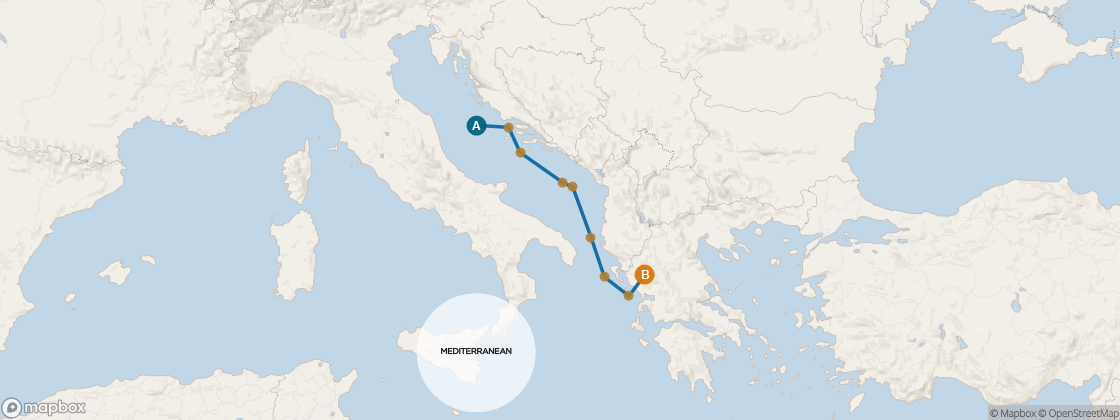 Seven Seas Navigator Voyage NAV260912 itinerary map from VENICE (FUSINA) to ATHENS (PIRAEUS), September 12-22 2026, 10 days