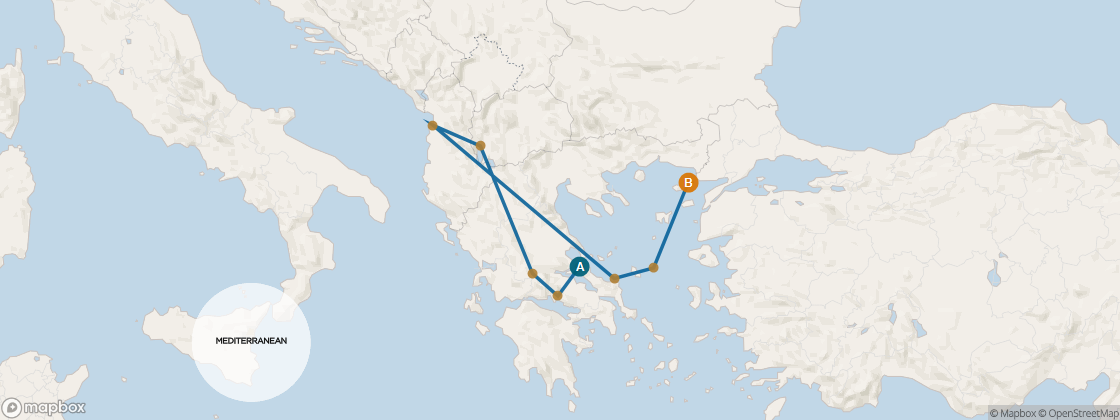 Seven Seas Navigator Voyage NAV260922 itinerary map from ATHENS (PIRAEUS) to ISTANBUL, September 22-October 2 2026, 10 days