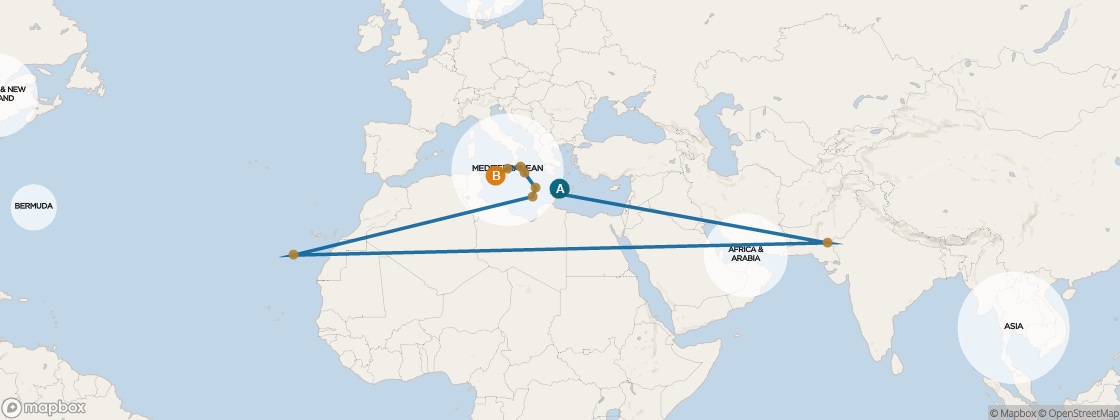 Seven Seas Navigator Voyage NAV261028 itinerary map from Athens (Piraeus) to Barcelona, October 28-November 9 2026, 12 days