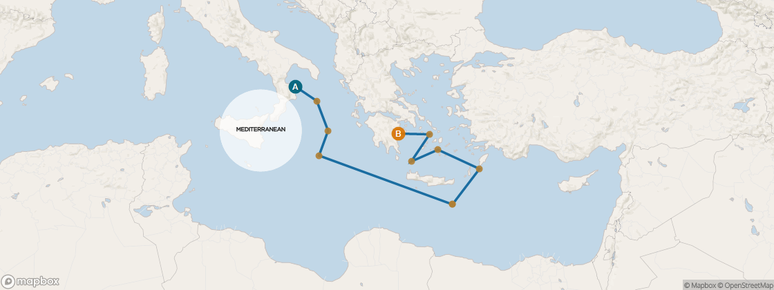 Seven Seas Navigator Voyage NAV261221 itinerary map from ROME (CIVITAVECCHIA) to ATHENS (PIRAEUS), December 21-January 4 2027, 14 days