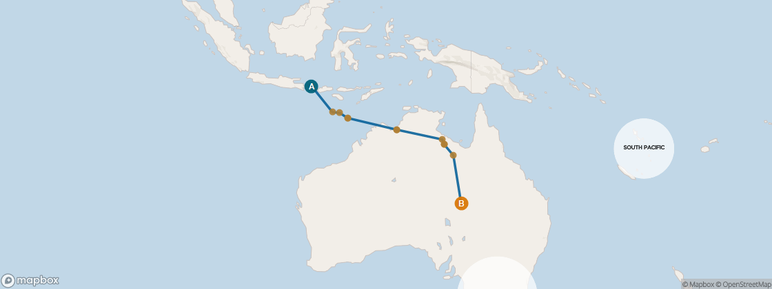 Seven Seas Navigator Voyage NAV270112 itinerary map from Singapore to Sydney (Australia), January 12-30 2027, 18 days