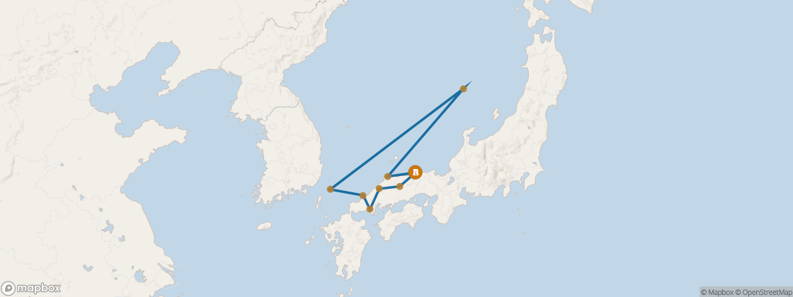 Seven Seas Navigator Voyage NAV270429 itinerary map from KYOTO (KOBE) to KYOTO (KOBE), April 29-May 8 2027, 9 days