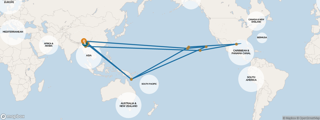 Seven Seas Splendor Voyage SPL260419 itinerary map from Rome (Civitavecchia) to Venice (Fusina), April 19-May 2 2026, 13 days