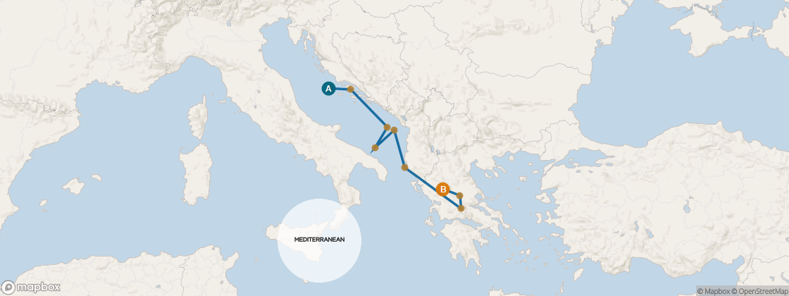 Seven Seas Splendor Voyage SPL260801 itinerary map from Venice (Fusina) to Athens (Piraeus), August 1-11 2026, 10 days