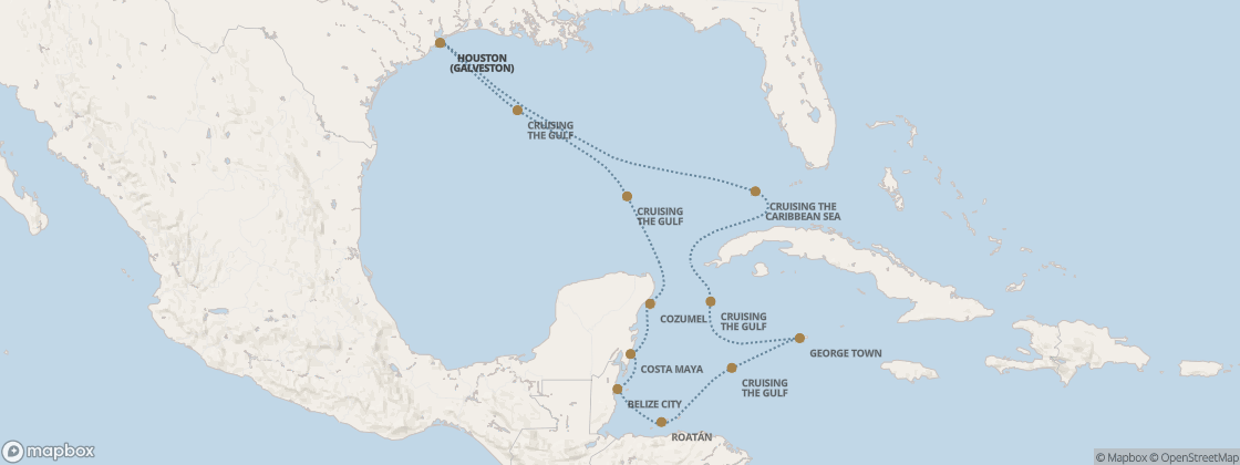 Seven Seas Splendor Voyage SPL261130 itinerary map from Houston (Galveston) to Houston (Galveston), November 30-December 11 2026, 11 days