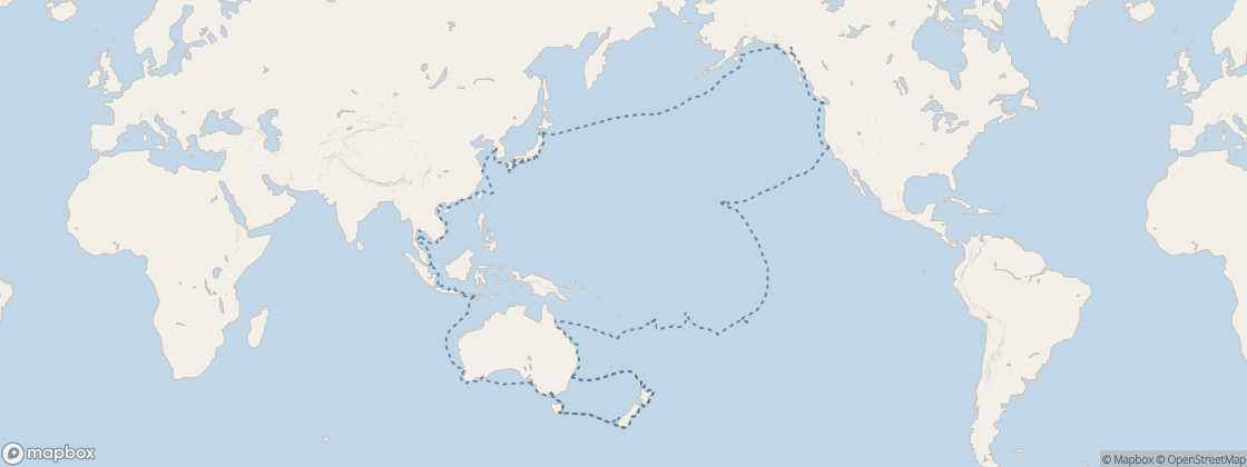 Seven Seas Splendor Voyage SPL280105I itinerary map from San Francisco to San Francisco, January 5-May 17 2028, 133 days
