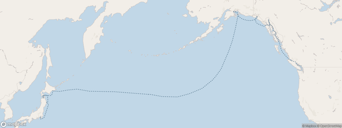 Seven Seas Splendor Voyage SPL280913 itinerary map from Vancouver to Tokyo, September 13-October 2 2028, 19 days