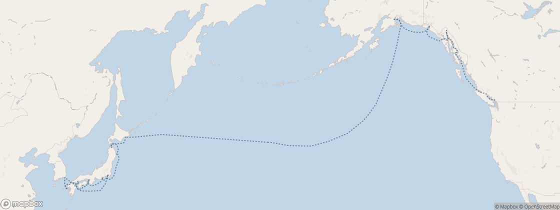 Seven Seas Splendor Voyage SPL280913A itinerary map from Vancouver to Tokyo, September 13-October 13 2028, 30 days
