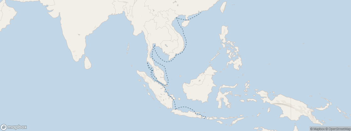 Seven Seas Splendor Voyage SPL281127A itinerary map from Hong Kong to Bali (Benoa), November 27-December 21 2028, 24 days