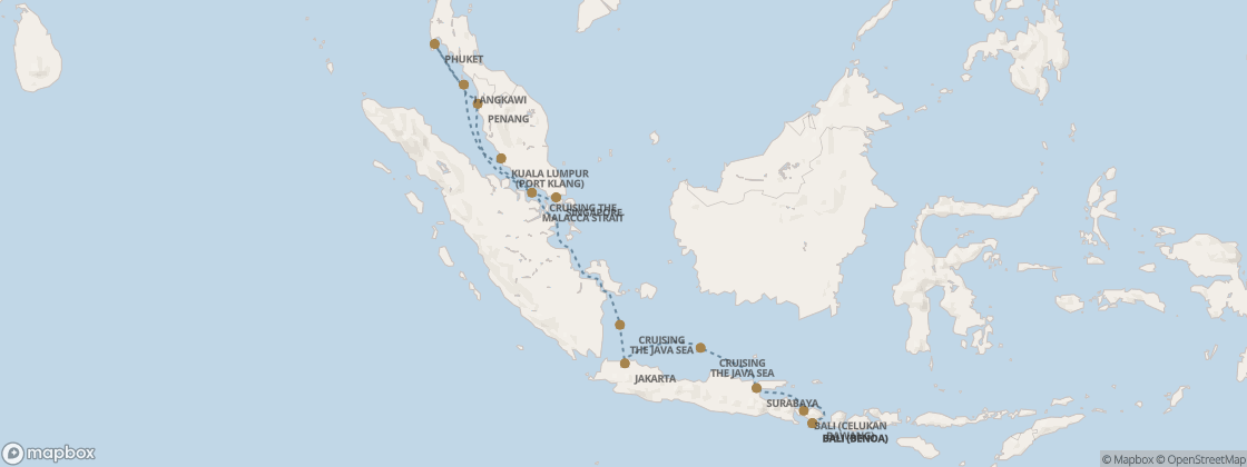 Seven Seas Splendor Voyage SPL281209 itinerary map from Singapore to Bali (Benoa), December 9-21 2028, 12 days