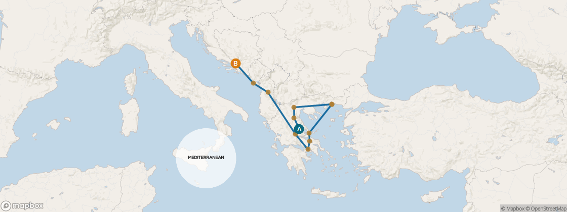 Seven Seas Voyager Voyage VOY260602 itinerary map from ATHENS (PIRAEUS), GREECE to TRIESTE, ITALY, June 2-16 2026, 14 days