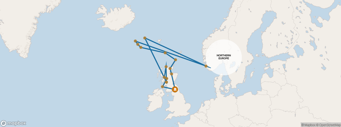 Seven Seas Voyager Voyage VOY260812A itinerary map from London (Southampton) to London (Southampton), August 12-September 1 2026, 20 days