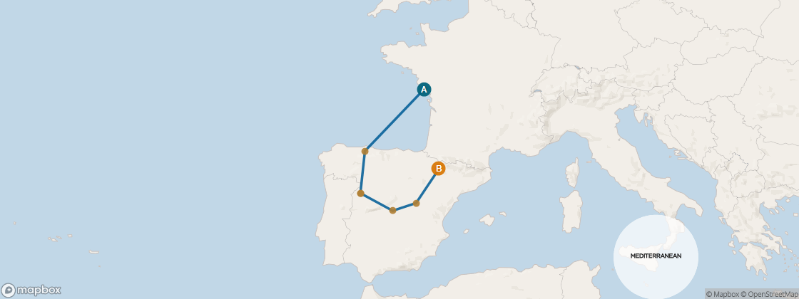 Seven Seas Voyager Voyage VOY260919 itinerary map from Paris (Le Havre) to Barcelona, September 19-28 2026, 9 days