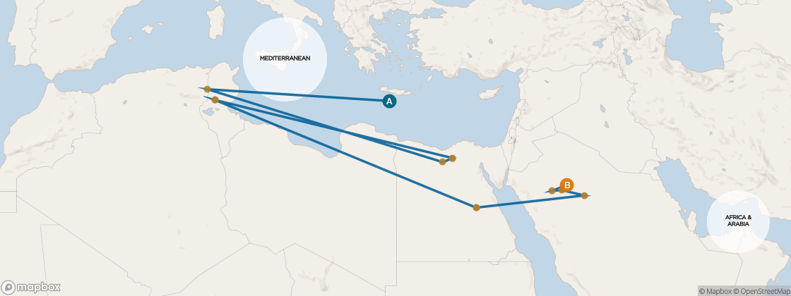 Seven Seas Voyager Voyage VOY261207 itinerary map from Athens (Piraeus) to Dubai, December 7-28 2026, 21 days