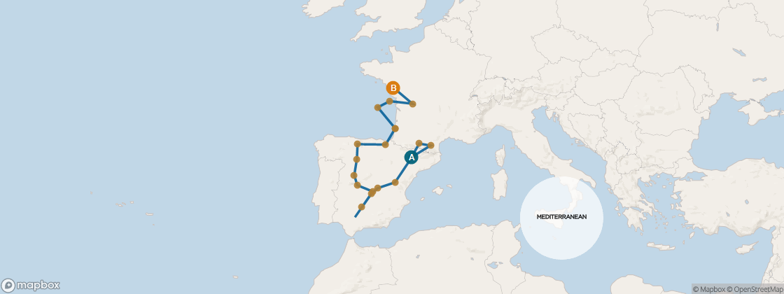 Seven Seas Voyager Voyage VOY270418A itinerary map from Barcelona to London (Southampton), April 18-May 10 2027, 22 days