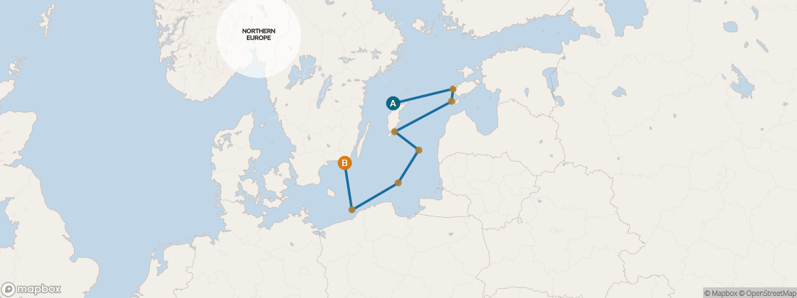 Seven Seas Voyager Voyage VOY270726 itinerary map from Stockholm to Copenhagen, July 26-August 3 2027, 8 days