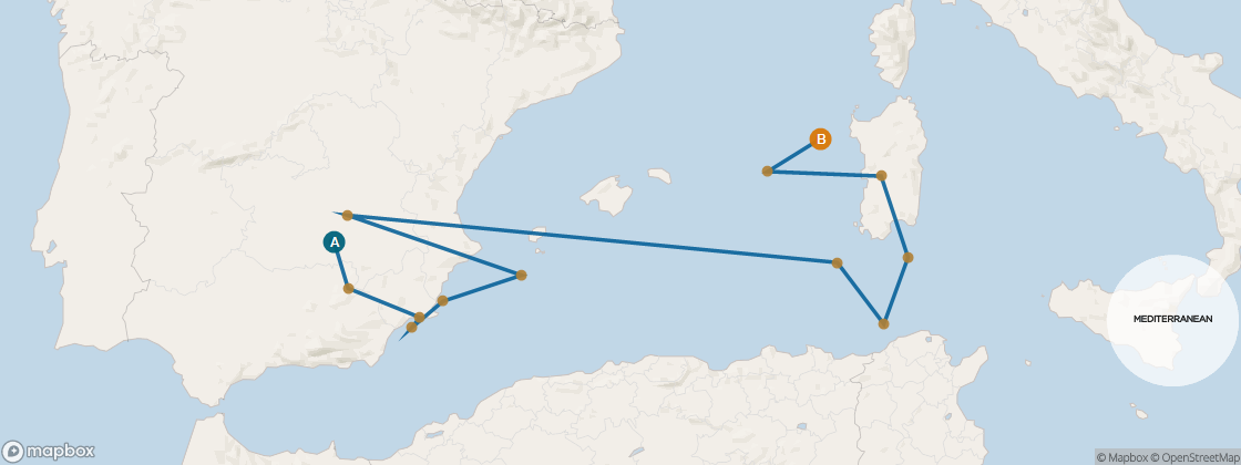 Seven Seas Voyager Voyage VOY270927 itinerary map from Lisbon to Rome (Civitavecchia), September 27-October 11 2027, 14 days