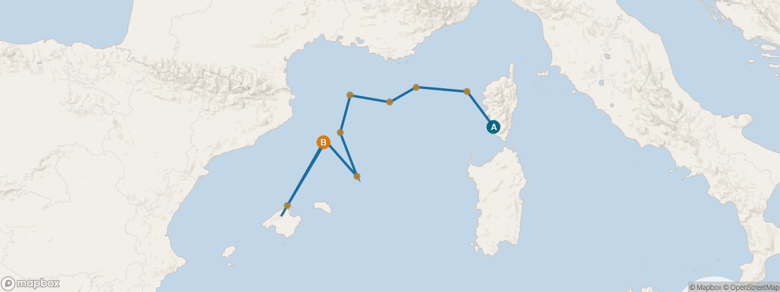 Seven Seas Voyager Voyage VOY271011 itinerary map from Rome (Civitavecchia) to Barcelona, October 11-22 2027, 11 days