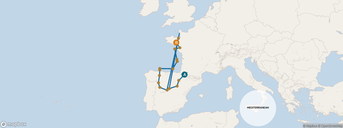 Seven Seas Voyager Voyage VOY280503A itinerary map from Barcelona to London (Southampton), May 3-24 2028, 21 days