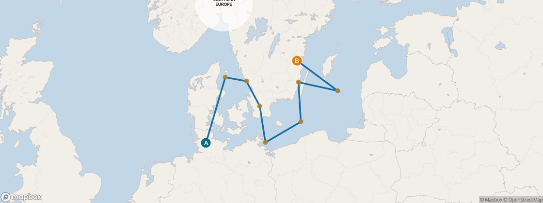 Seven Seas Voyager Voyage VOY280722 itinerary map from Amsterdam (Ijmuiden) to Stockholm, July 22-August 3 2028, 12 days