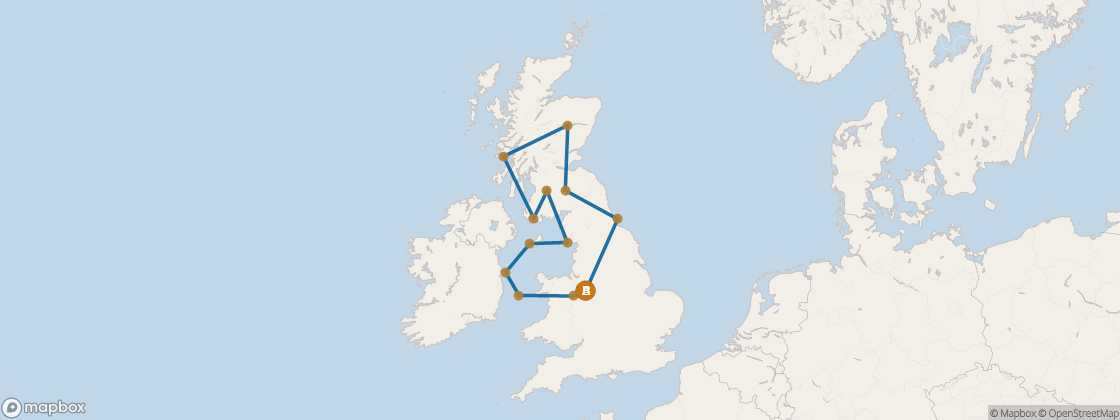 Seven Seas Voyager Voyage VOY280817 itinerary map from London (Southampton) to London (Southampton), August 17-29 2028, 12 days