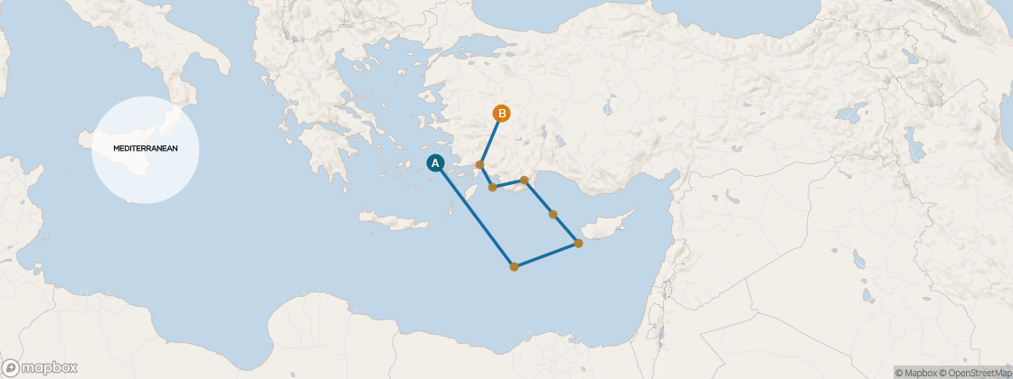 Seven Seas Voyager Voyage VOY281202 itinerary map from Athens (Piraeus) to Istanbul, December 2-14 2028, 12 days