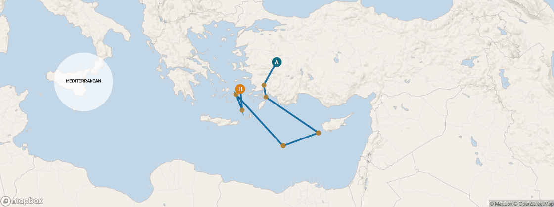 Seven Seas Voyager Voyage VOY281214 itinerary map from Istanbul to Athens (Piraeus), December 14-28 2028, 14 days