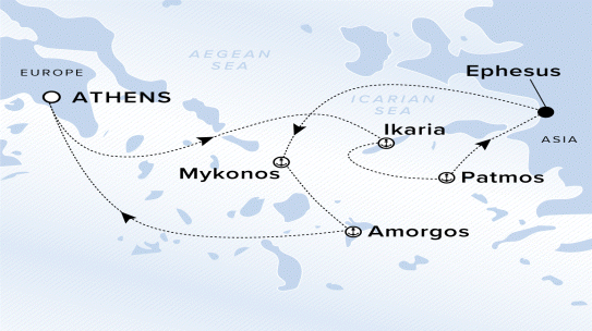 Map of Evrima Voyage 11240714, Roundtrip Athens