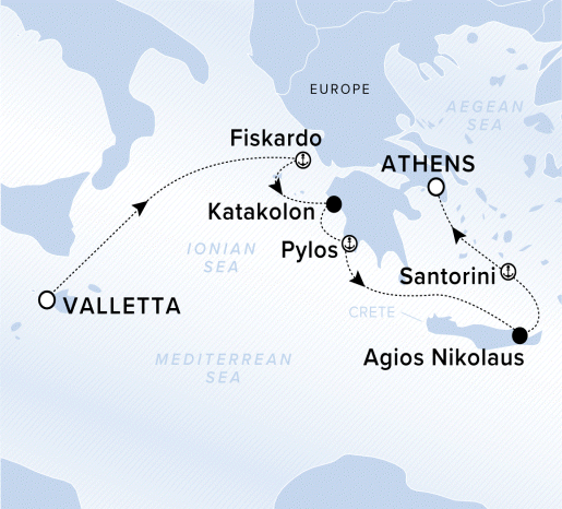 Map of Evrima Voyage 11240907, Valletta to Athens