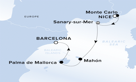 Map of Evrima Voyage 11241017, Nice to Barcelona