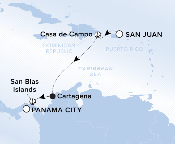 Map of Evrima Voyage 11261112, San Juan to Panama City