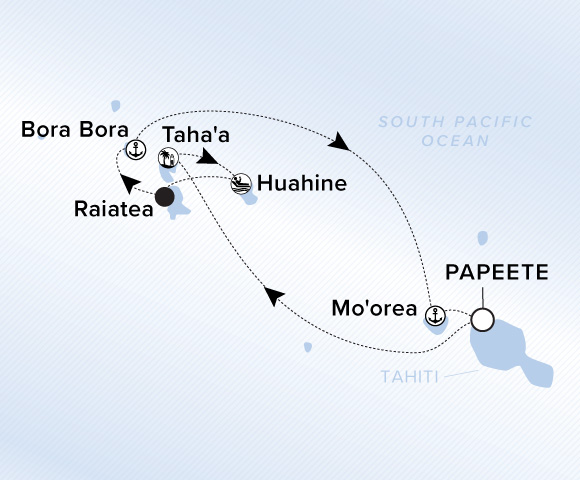 Map of Evrima Voyage 11270119, Roundtrip Papeete, Tahiti