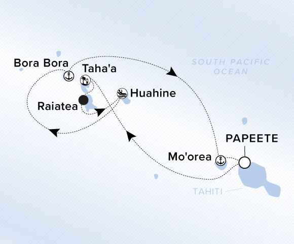 Map of Evrima Voyage 11270223, Roundtrip Papeete, Tahiti