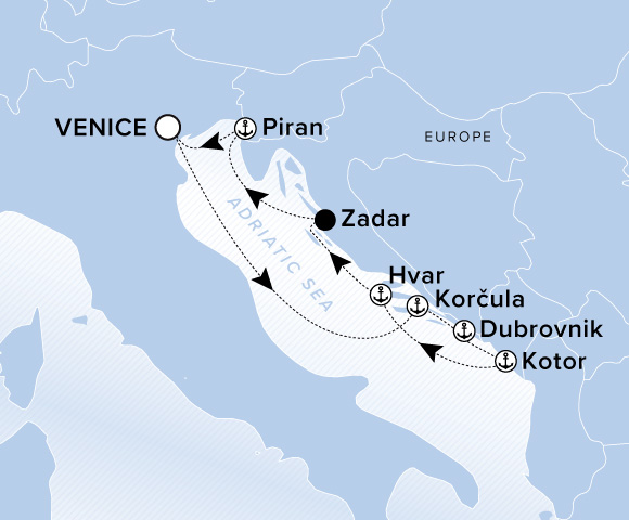 Map of Evrima Voyage 11270617, Roundtrip Venice
