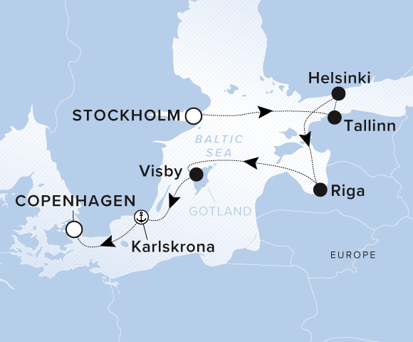Map of Evrima Voyage 11270804, Stockholm to Copenhagen