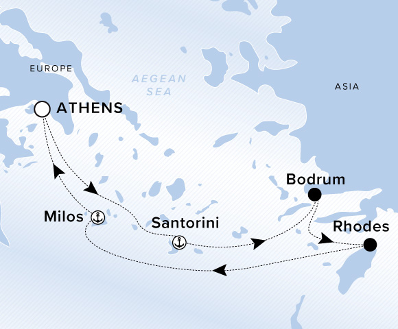 Map of Evrima Voyage 11271005, Roundtrip Athens (Piraeus)