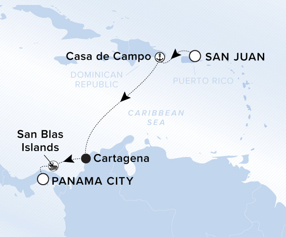 Map of Evrima Voyage 11271110, San Juan to Panama City