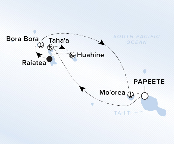 Map of Evrima Voyage 11271220, Roundtrip Papeete, Tahiti