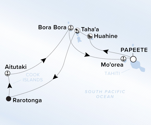Map of Evrima Voyage 11280124, Roundtrip Papeete, Tahiti