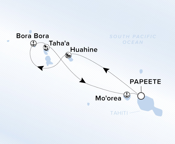 Map of Evrima Voyage 11280202, Roundtrip Papeete, Tahiti