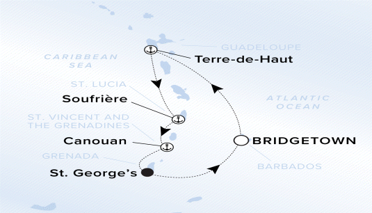 Ritz-Carlton Yacht Cruises 2025 Ilma Itinerary 12250308 map.
