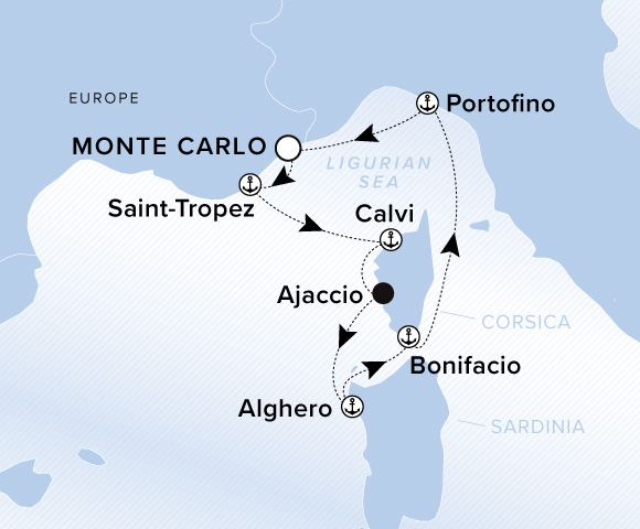 Map of Ilma Voyage 12260821, Roundtrip Monte Carlo