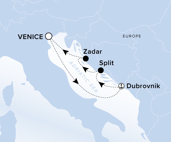 Map of Ilma Voyage 12260910, Roundtrip Venice