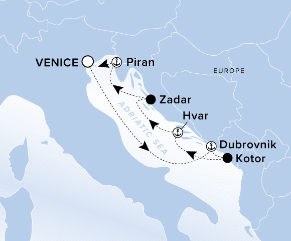 Map of Ilma Voyage 12260915, Roundtrip Venice