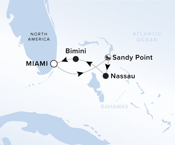 Map of Ilma Voyage 12261109, Roundtrip Miami, Florida