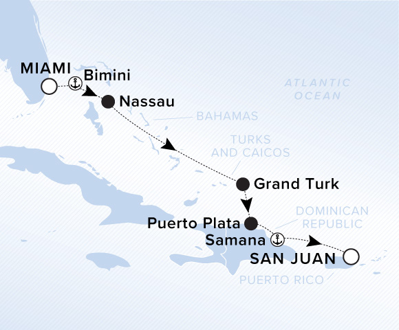 Map of Ilma Voyage 12261120, Miami, Florida to San Juan