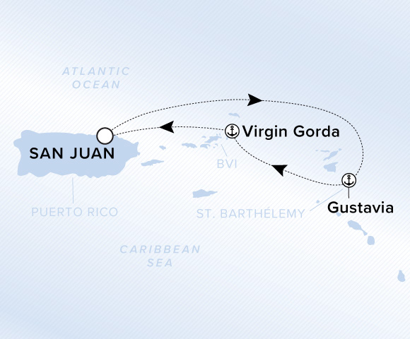 Map of Ilma Voyage 12261127, Roundtrip San Juan