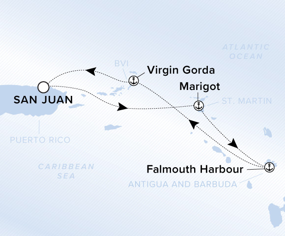Map of Ilma Voyage 12261130, Roundtrip San Juan