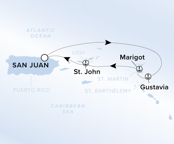 Map of Ilma Voyage 12261207, Roundtrip San Juan